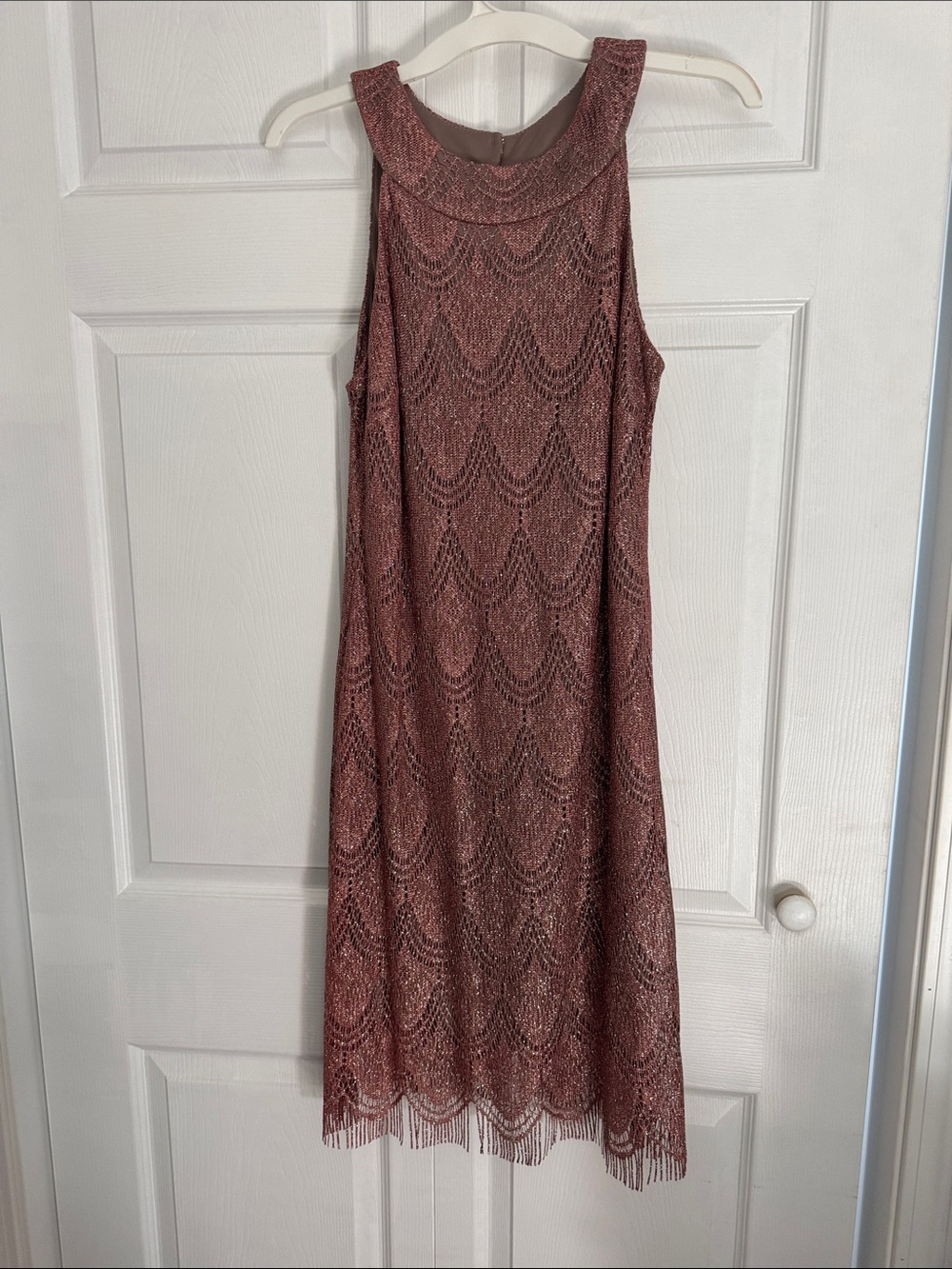Vintage Dressbarn Mauve Lace Sleeveless A-Line Dress